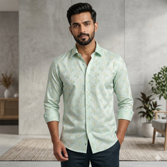 Shirt Fabric Raymond 100% Giza Cotton Premium Jacquard Colour Laurel Green