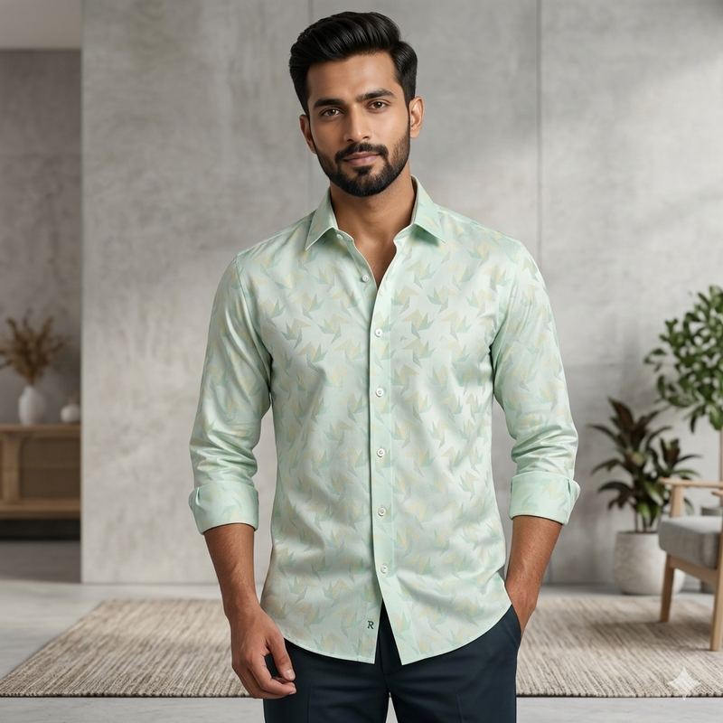 Shirt Fabric Raymond 100% Giza Cotton Premium Jacquard Colour Laurel Green