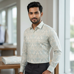 Shirt Fabric Raymond 100% Giza Cotton Premium Print Colour Pistachio Green