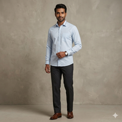 Shirt Fabric Raymond 100% Giza Cotton Premium Check Colour Blue