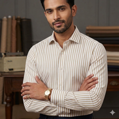 Shirt Fabric Soktas 140/2 Giza Cotton Lining Colour Brown N White
