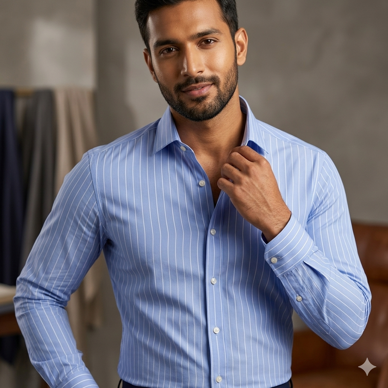 Shirt Fabric Soktas 140/2 Giza Cotton Lining Colour Blue