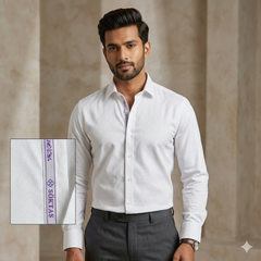 Shirt Fabric Soktas Finest 80s Giza Cotton Jacquard Colour White