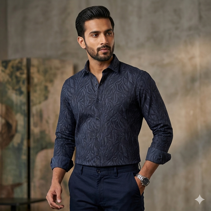Shirt Fabric Soktas Finest 80s Giza Cotton Jacquard Colour Bluish Grey