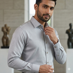 Shirt Fabric Soktas Finest 80s Giza Cotton Jacquard Colour Star Grey