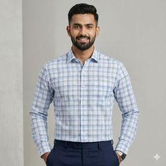 Shirt Fabric Grasim 100% Cotton Broad Check With Slub Colour Lavender