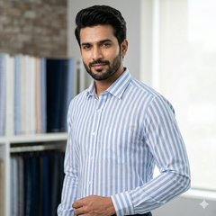 Shirt Fabric Grasim 100% Cotton Patta Lining Colour Blue N White