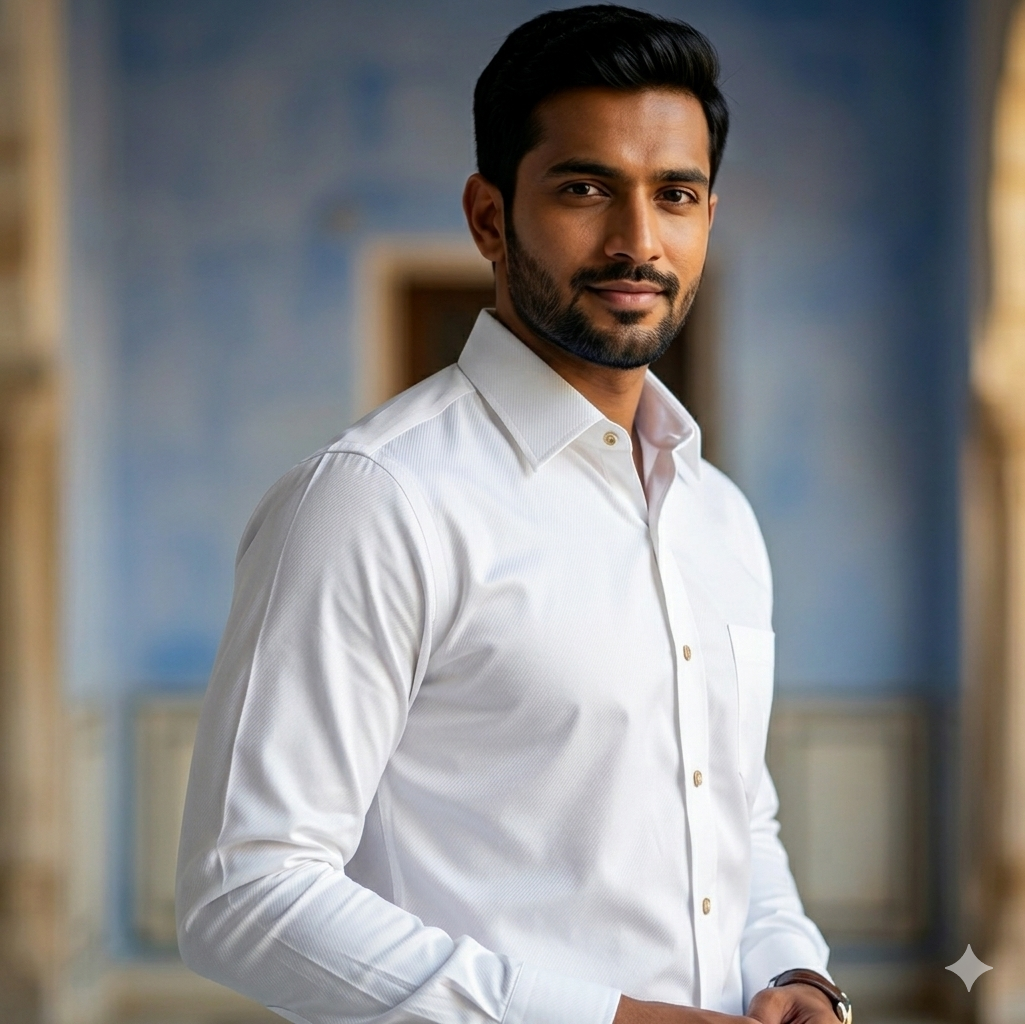 Shirt Fabric Grasim Giza Cotton Plain Colour White