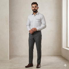 Shirt Fabric Grasim 100% Cotton Lining Colour Grey N White