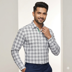 Shirt Fabric Grasim 100% Cotton Check Colour Black N White
