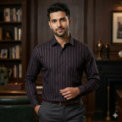 Shirt Fabric Grasim 100% Cotton Lining With Jacquard Colour Black N Wine
