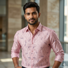 Shirt Fabric Raymond 100% Giza Cotton Print Colour Pink