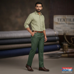 Trouser Fabric Donear Giza Cotton Plain Colour Pine Green