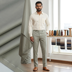 Trouser Fabric Donear Giza Cotton Plain Colour Fade Greenish Grey