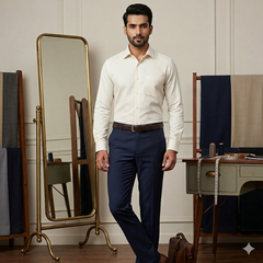 Trouser Fabric Donear Giza Cotton Stretchable Plain Colour Sapphire Blue