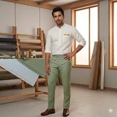 Trouser Fabric Donear Giza Cotton Plain Colour Laurel Green