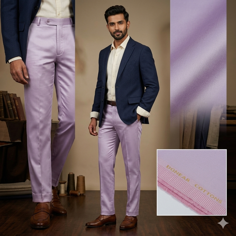 Trouser Fabric Donear Giza Cotton Plain Colour Lavender