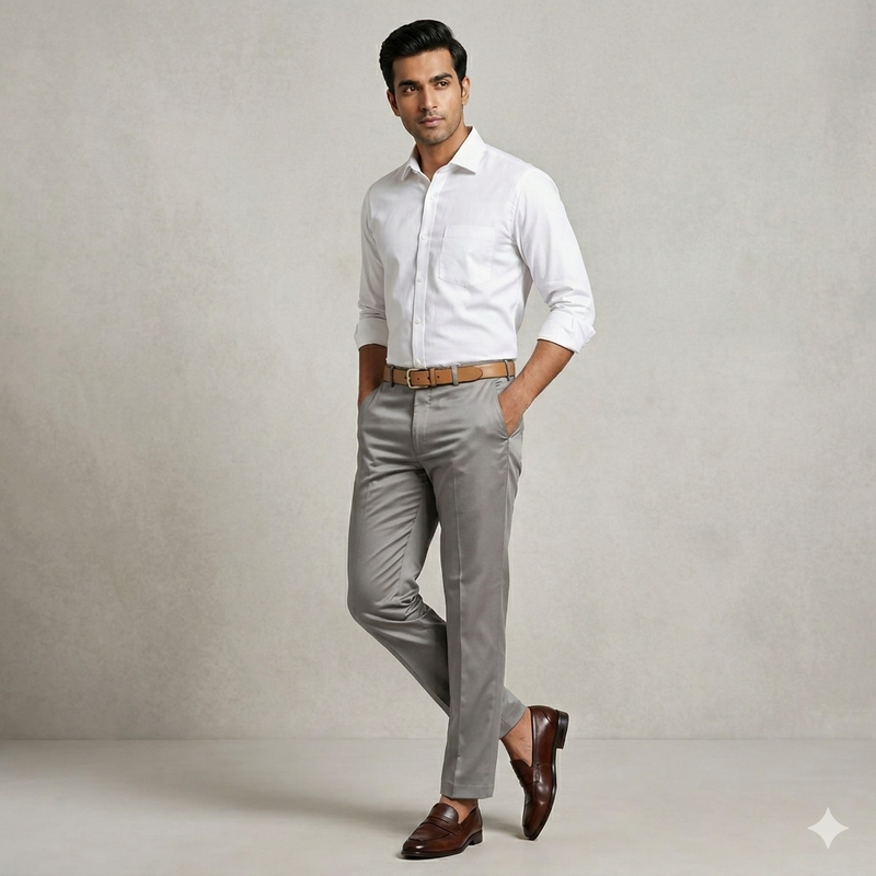 Trouser Fabric Donear Giza Cotton Plain Colour Dusty Greyish Brown