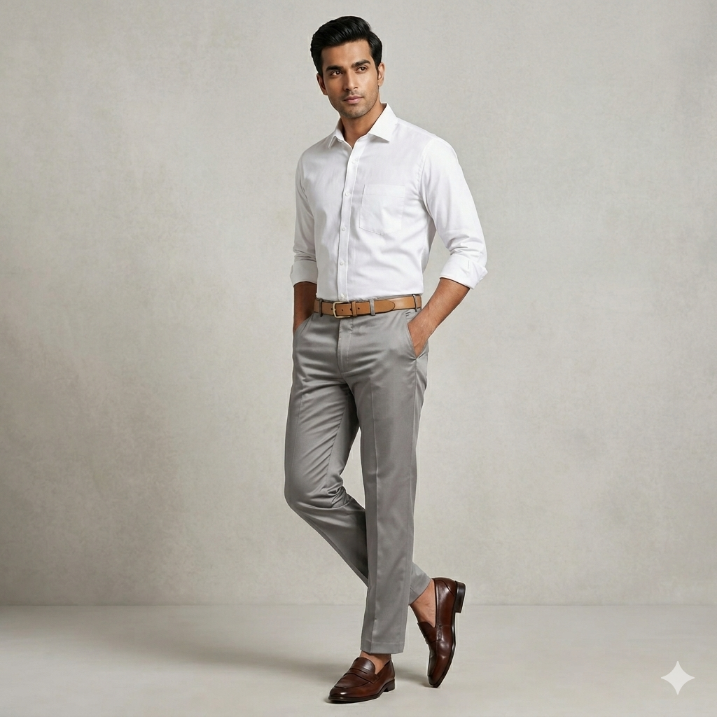Trouser Fabric Donear Giza Cotton Plain Colour Dusty Greyish Brown