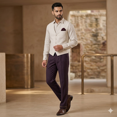Trouser Fabric Donear Giza Cotton Plain Colour Bordeaux Wine