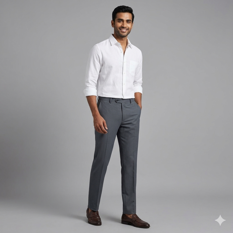 Trouser Fabric Siyaram Poly Viscose Dobby Colour Lava Grey