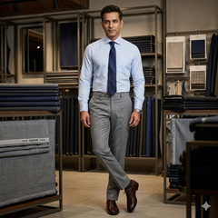 Trouser Fabric Raymond Poly Viscose Broad Check Colour Light Grey