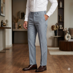 Trouser Fabric Raymond Poly Viscose Self Check Colour Silver