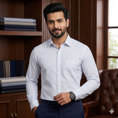 Shirt Fabric Donear Premium Giza Cotton Lining Colour Blue N White