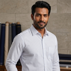 Shirt Fabric Donear Premium Giza Cotton Lining Colour Blue N White