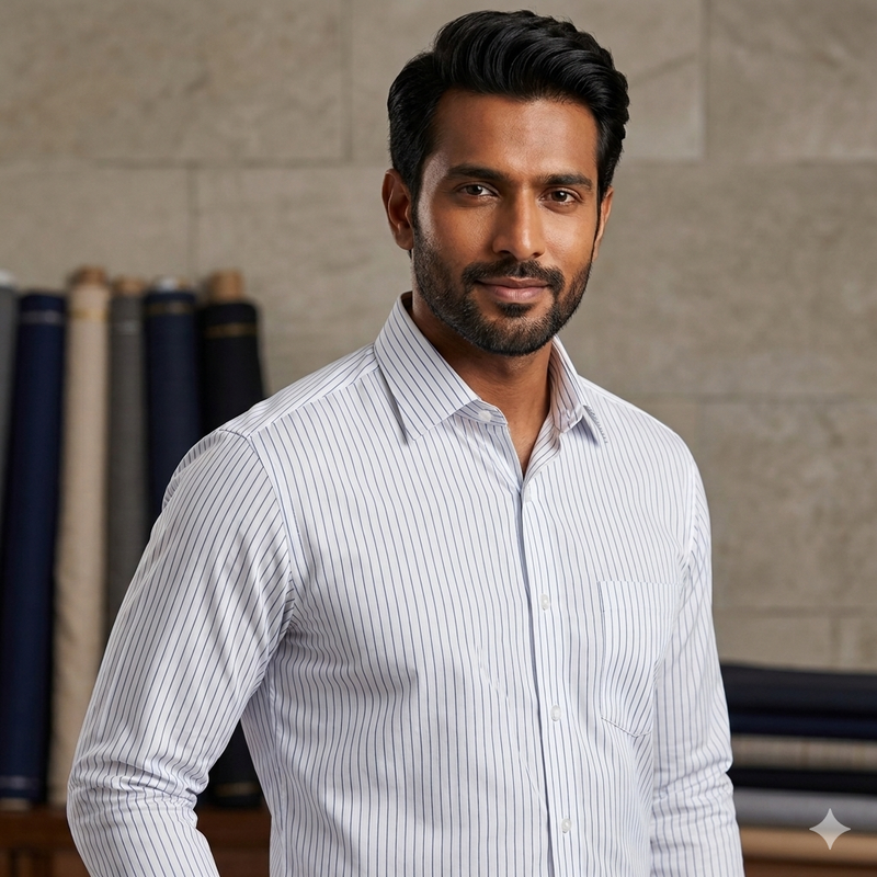 Shirt Fabric Donear Premium Giza Cotton Lining Colour Blue N White