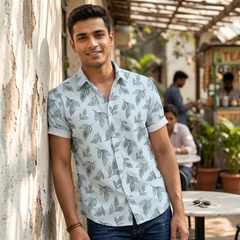 Shirt Fabric Donear Premium Giza Cotton Digital Print Colour Green N White