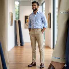 Trouser Fabric Raymond Pure Cotton Textured Color Cream