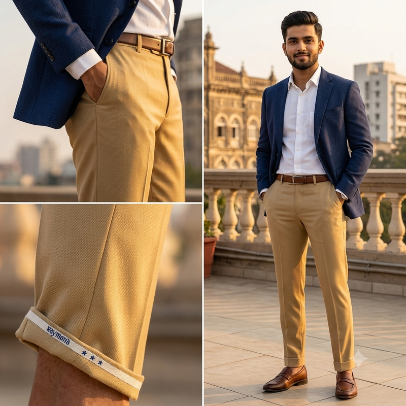 Trouser Fabric Raymond Pure Cotton Textured Color Chamomile Brown