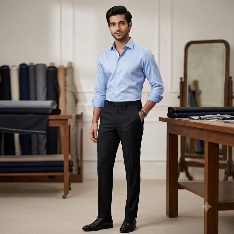 Trouser Fabric Raymond Pure Cotton Textured Color Black