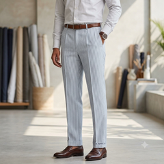 Trouser Fabric Raymond Poly Cotton Linen Look Lining  Colour Grey N White
