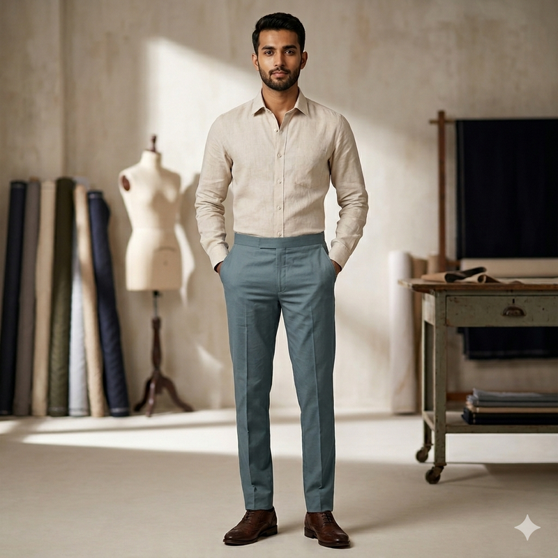 Trouser Fabric Raymond Poly Viscose Plain Colour Iceberg Green