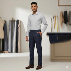 Trouser Fabric Siyaram Poly Viscose Dobby Colour Midnight Blue