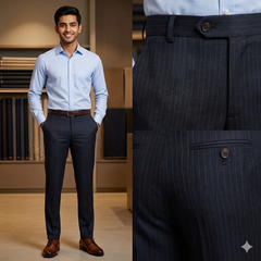 Trouser Fabric Siyaram Poly Viscose Broad Lining Colour Dark Blue