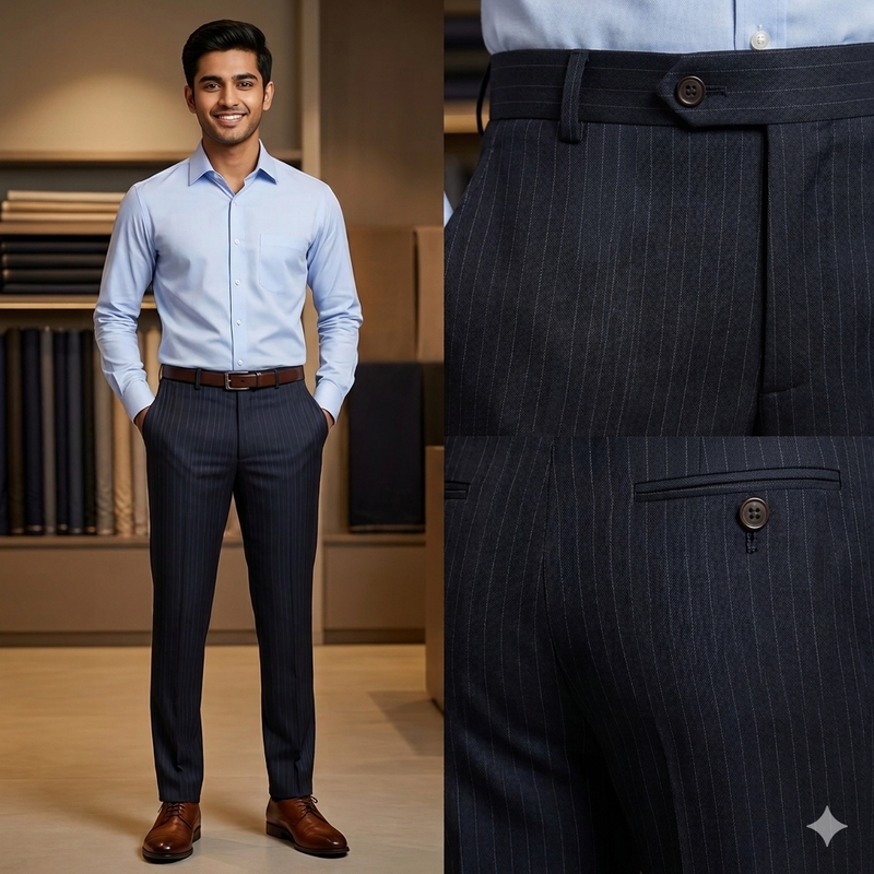 Trouser Fabric Siyaram Poly Viscose Broad Lining Colour Dark Blue