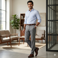 Trouser Fabric Siyaram Poly Viscose Check Colour Light Grey