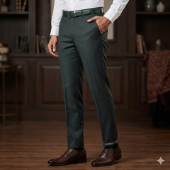 Trouser Fabric Siyaram Poly Viscose Mild Check Colour Hunter Green