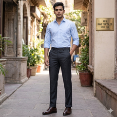 Trouser Fabric Siyaram Stretchable Poly Viscose Pin Check Colour Blackish Grey