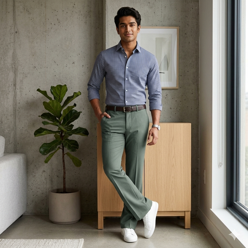 Trouser Fabric ManTire Premium Lachka Wrinkle Free Colour Sage Green