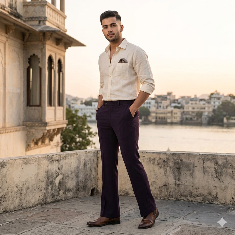 Trouser Fabric ManTire Premium Lachka Wrinkle Free Colour Dark Wine