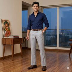 Trouser Fabric ManTire Premium Lachka Wrinkle Free Colour Silver