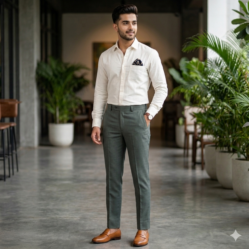 Trouser Fabric OCM Super 150s 40%Wool Plain Colour Swamp Green