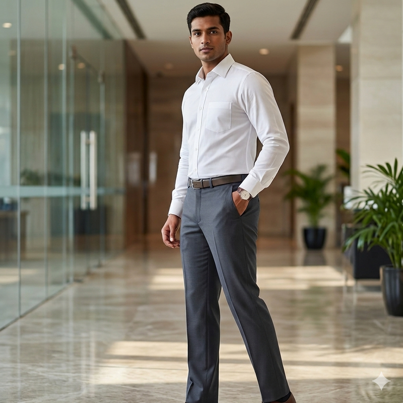Trouser Fabric Raymond 100s Wool Blended Plain Colour Lava Grey