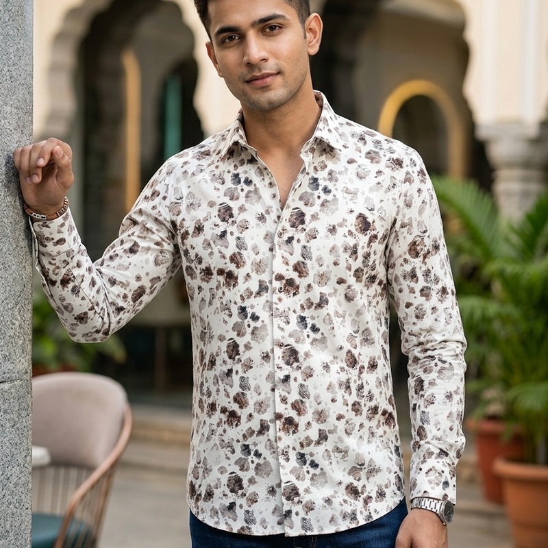 Shirt Fabric Raymond 100% Giza Cotton Print Colour Multicolour