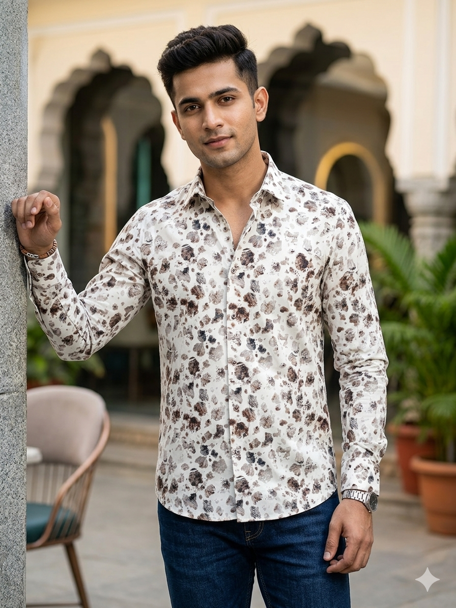 Shirt Fabric Raymond 100% Giza Cotton Print Colour Turtle Green