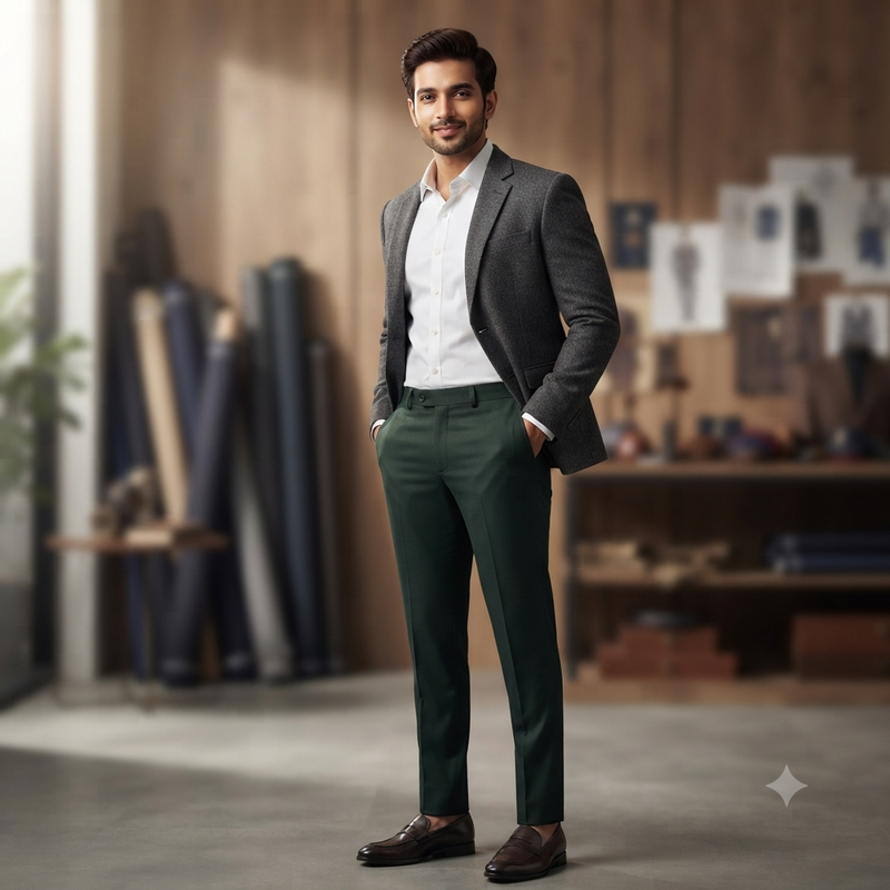 Trouser Fabric Raymond T/R Plain Color Hunter Green